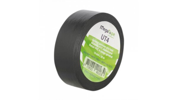 Megatape UT4 PVC-Klebeband 19mm x 20m Schwarz