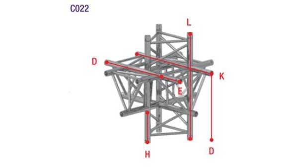 Prolyte Truss H30D-C022 Kreuz 6-Weg vertikal oben