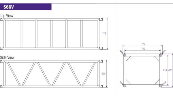 Prolyte Truss S66V-L100-C Gerade 1m + Rollen